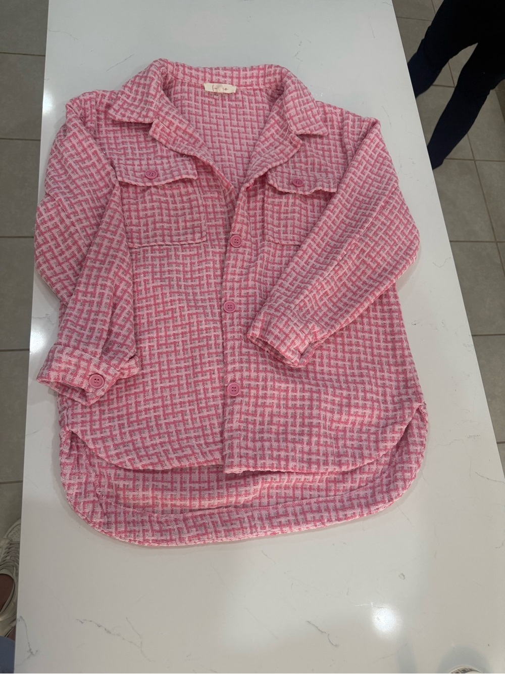 Women's Pink Textured Shirt Jacket | Button-Up Overshirt